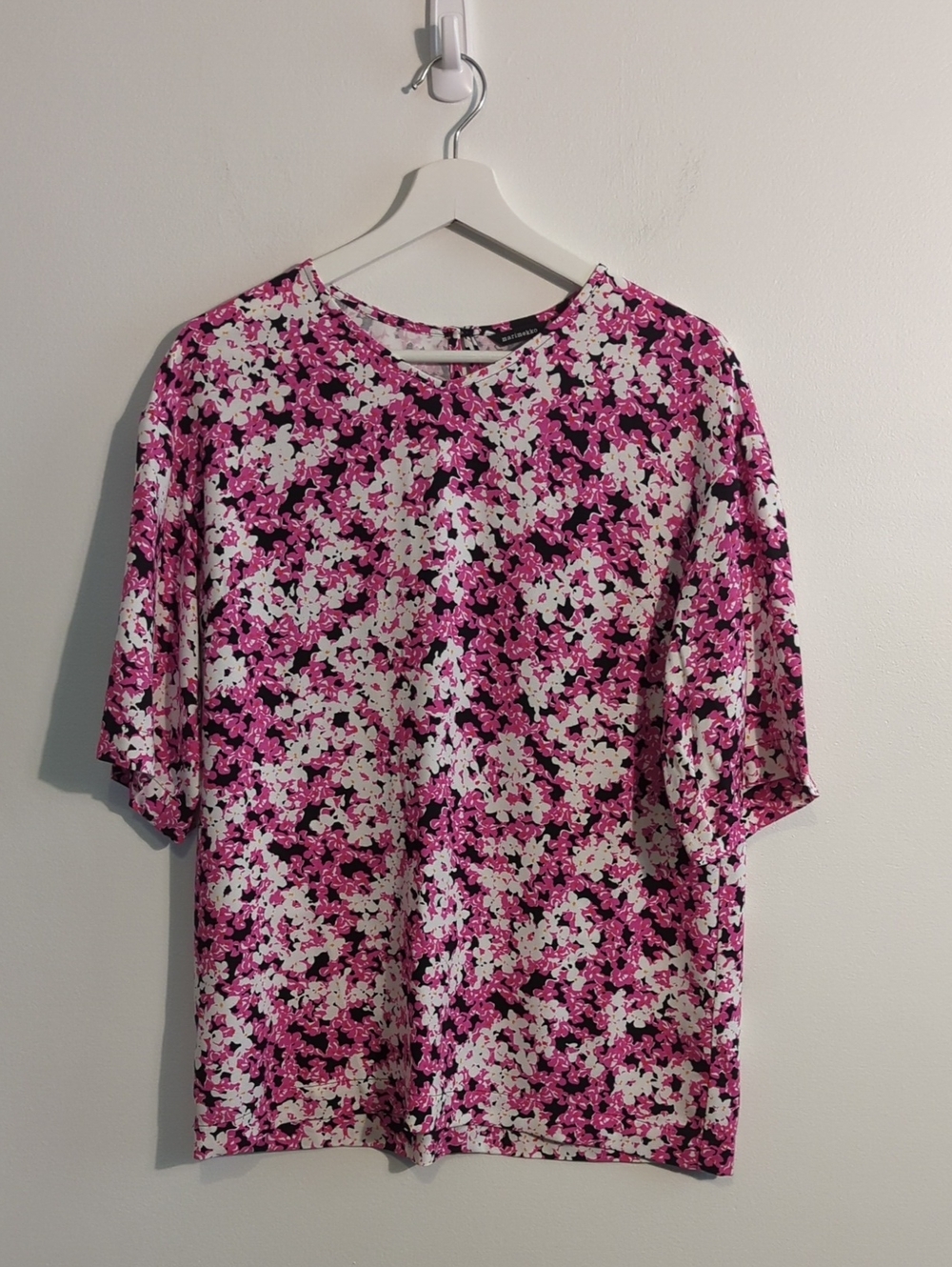 MARIMEKKO liddie henriikka pink floral short sleeve top - size 34